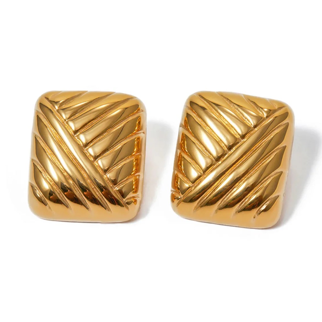 8 Other Reasons Gold Square Stud Earrings New 40$